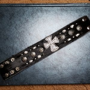 Cross Faux Fur Bracelet